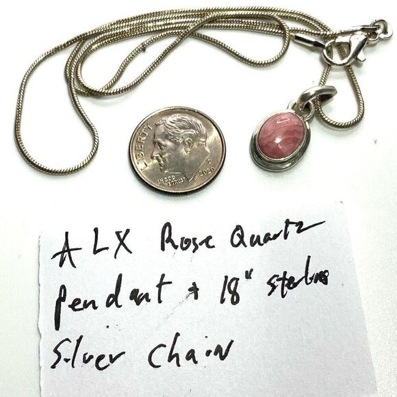ALX Striking Sterling 925 Silver & Rose Quartz Necklace - Picture 8 of 8